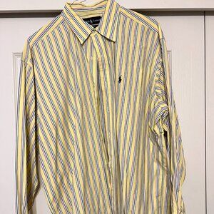 Ralph Lauren "Blake" - Mens Yellow Striped Long Sleeve Button Down Shirt - XL